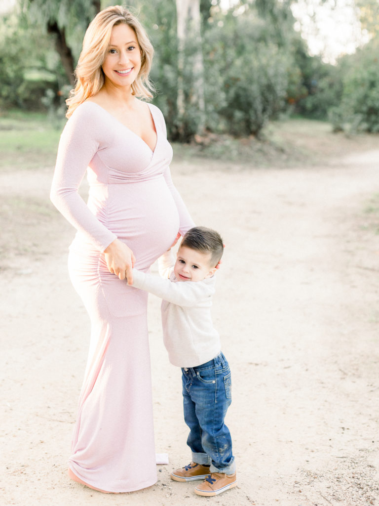 Mother and child posed during maternity photo session